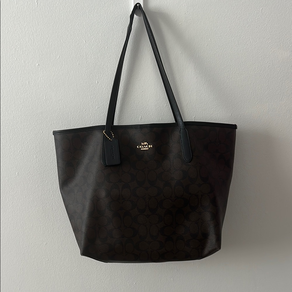 Coach Brown Leather Tote with Double Straps